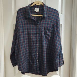 NWOT American Eagle Oversized Plaid Button Down Flannel - L